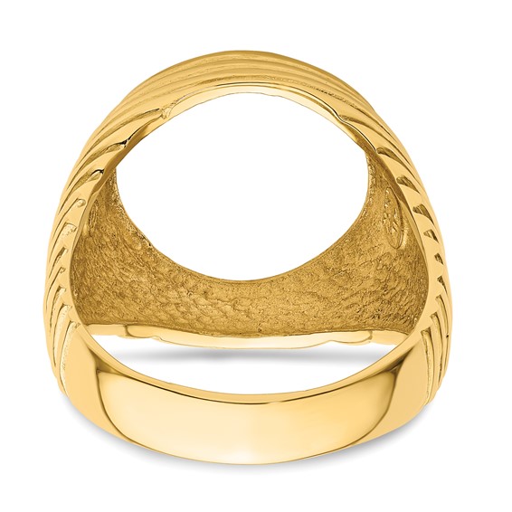 14ky Men's Horizontal Fluting Coin Bezel Ring                         