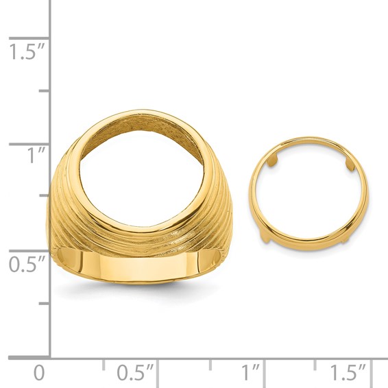 14ky Men's Horizontal Fluting Coin Bezel Ring                         