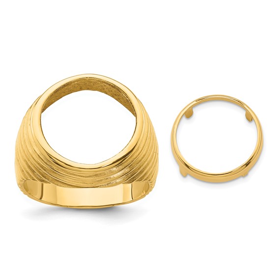 14ky Men's Horizontal Fluting Coin Bezel Ring                         