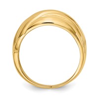 14K Yellow Gold Polished Scalloped Dome Ring view 2