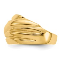14K Yellow Gold Polished Scalloped Dome Ring view 4