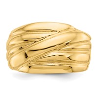 14K Yellow Gold Polished Scalloped Dome Ring view 5