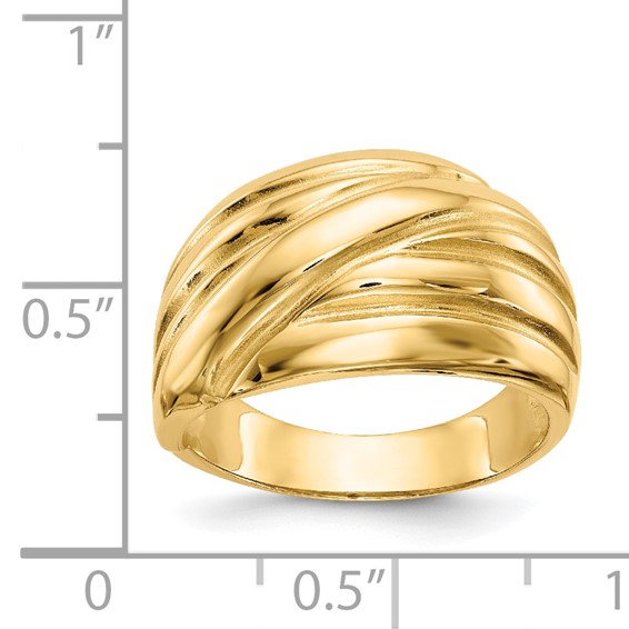 14k Polished Scalloped Dome Ring