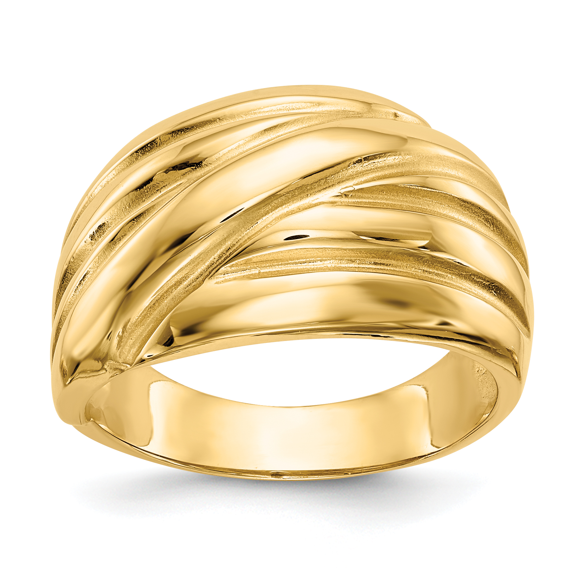 14k Polished Scalloped Dome Ring (R343)