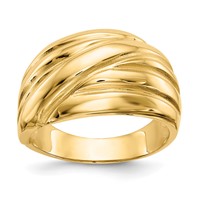 14K Yellow Gold Polished Scalloped Dome Ring view 1