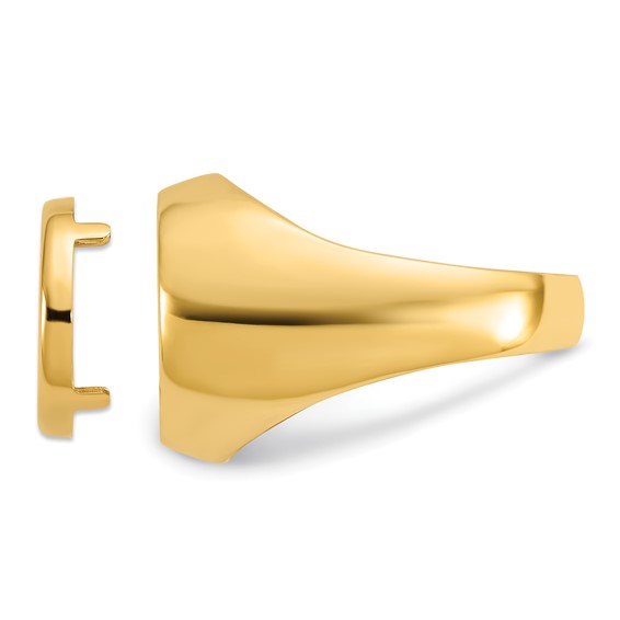 Wideband Distinguished Coin Jewelry 14k Men's Polished and Diamond-cut Classic Open Back 13.0mm Coin Bezel Ring