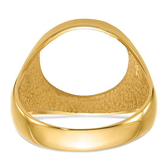 Wideband Distinguished Coin Jewelry 14k Men's Polished and Diamond-cut Classic Open Back 13.0mm Coin Bezel Ring