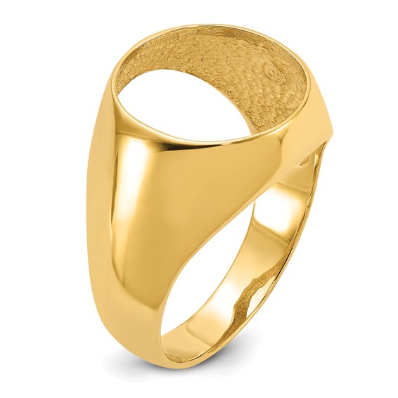 Wideband Distinguished Coin Jewelry 14k Men's Polished and Diamond-cut Classic Open Back 13.0mm Coin Bezel Ring