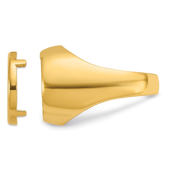 Wideband Distinguished Coin Jewelry 14k Men's Polished and Diamond-cut Classic Open Back 14.0mm Coin Bezel Ring