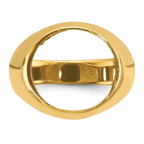 Wideband Distinguished Coin Jewelry 14k Men's Polished and Diamond-cut Classic Open Back 14.0mm Coin Bezel Ring