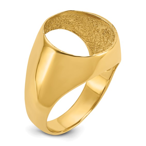 Wideband Distinguished Coin Jewelry 14k Men's Polished and Diamond-cut Classic Open Back 14.0mm Coin Bezel Ring