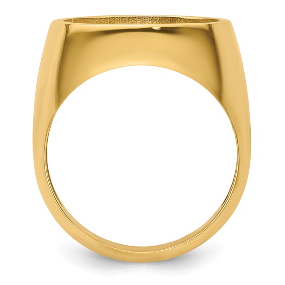 Wideband Distinguished Coin Jewelry 14k Men's Polished and Diamond-cut Classic Open Back 15.0mm Coin Bezel Ring