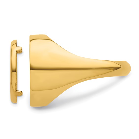 Wideband Distinguished Coin Jewelry 14k Men's Polished and Diamond-cut Classic Open Back 15.0mm Coin Bezel Ring