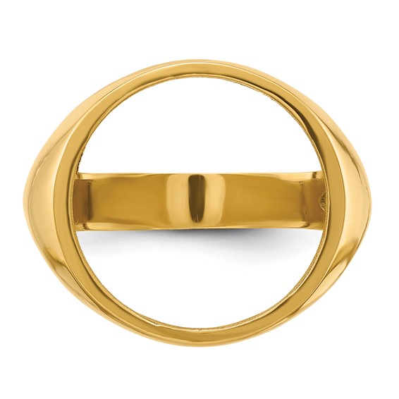 Wideband Distinguished Coin Jewelry 14k Men's Polished and Diamond-cut Classic Open Back 15.0mm Coin Bezel Ring