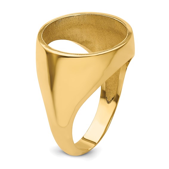 Wideband Distinguished Coin Jewelry 14k Men's Polished and Diamond-cut Classic Open Back 15.0mm Coin Bezel Ring