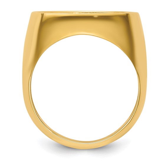 Wideband Distinguished Coin Jewelry 14k Men's Polished and Diamond-cut Classic Open Back 16.0mm Coin Bezel Ring