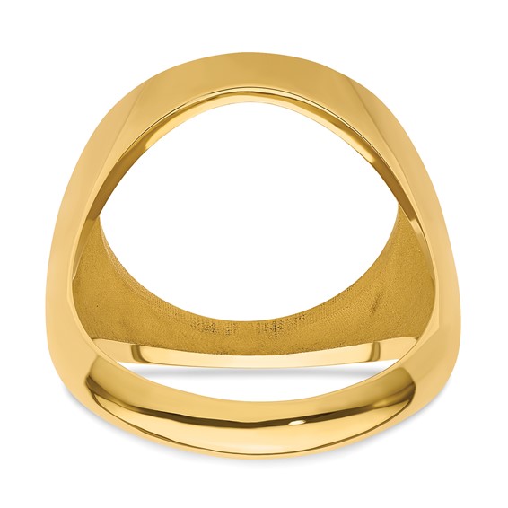 Wideband Distinguished Coin Jewelry 14k Men's Polished and Diamond-cut Classic Open Back 16.0mm Coin Bezel Ring