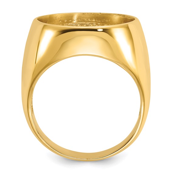 Wideband Distinguished Coin Jewelry 14k Men's Polished and Diamond-cut Classic Open Back 16.5mm Coin Bezel Ring