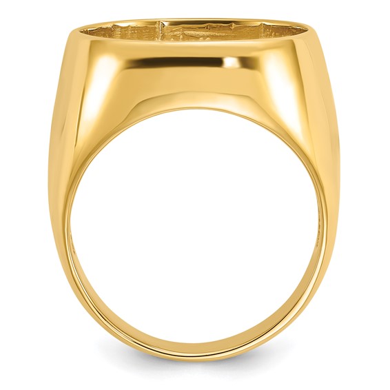 Wideband Distinguished Coin Jewelry 14k Men's Polished and Diamond-cut Classic Open Back 17.8mm Coin Bezel Ring