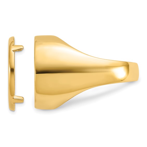 Wideband Distinguished Coin Jewelry 14k Men's Polished and Diamond-cut Classic Open Back 17.8mm Coin Bezel Ring