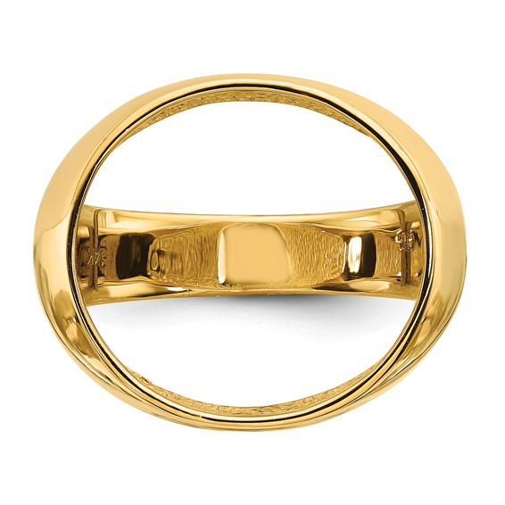 Wideband Distinguished Coin Jewelry 14k Men's Polished and Diamond-cut Classic Open Back 17.8mm Coin Bezel Ring