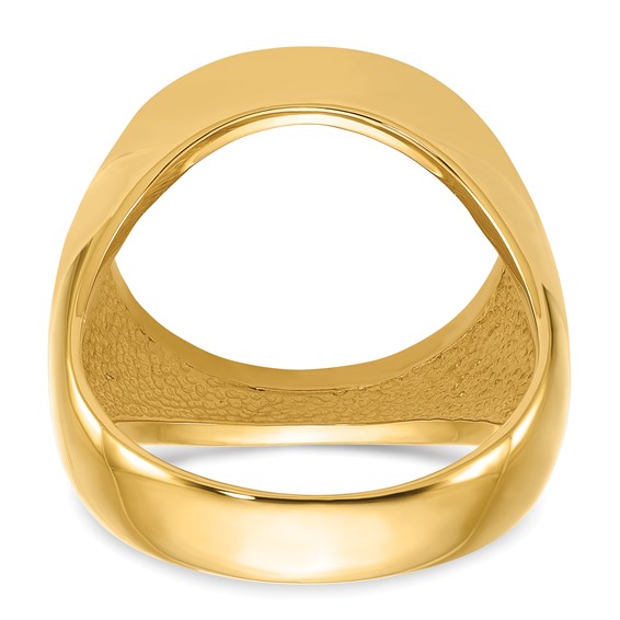 Wideband Distinguished Coin Jewelry 14k Men's Polished and Diamond-cut Classic Open Back 17.8mm Coin Bezel Ring