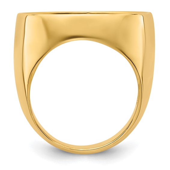 Wideband Distinguished Coin Jewelry 14k Men's Polished and Diamond-cut Classic Open Back 21.6mm Coin Bezel Ring