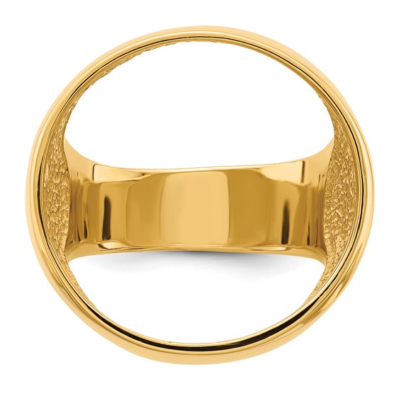 Wideband Distinguished Coin Jewelry 14k Men's Polished and Diamond-cut Classic Open Back 21.6mm Coin Bezel Ring