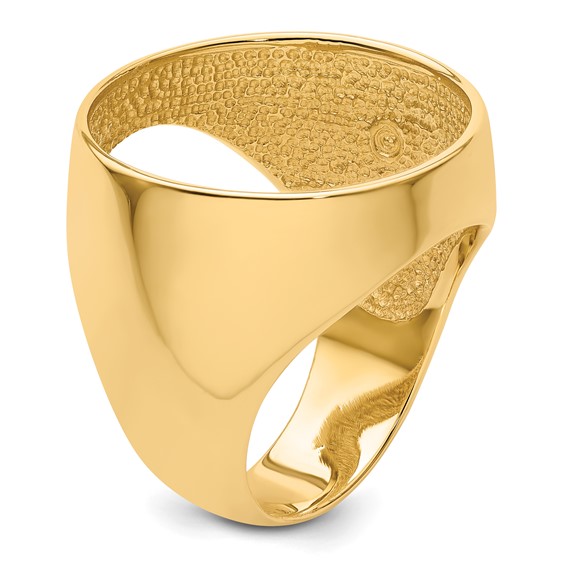 Wideband Distinguished Coin Jewelry 14k Men's Polished and Diamond-cut Classic Open Back 21.6mm Coin Bezel Ring