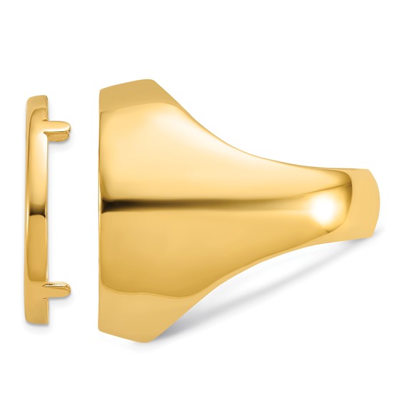 Wideband Distinguished Coin Jewelry 14k Men's Polished and Diamond-cut Classic Open Back 22.0mm Coin Bezel Ring