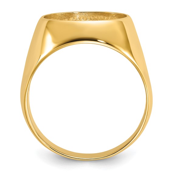 14ky Men's Polished Classic Open Back Coin Bezel Ring                 