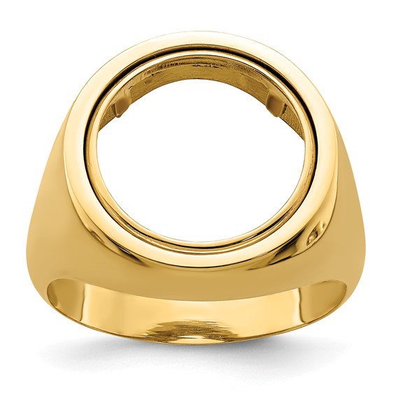 14ky Men's Polished Classic Open Back Coin Bezel Ring                 
