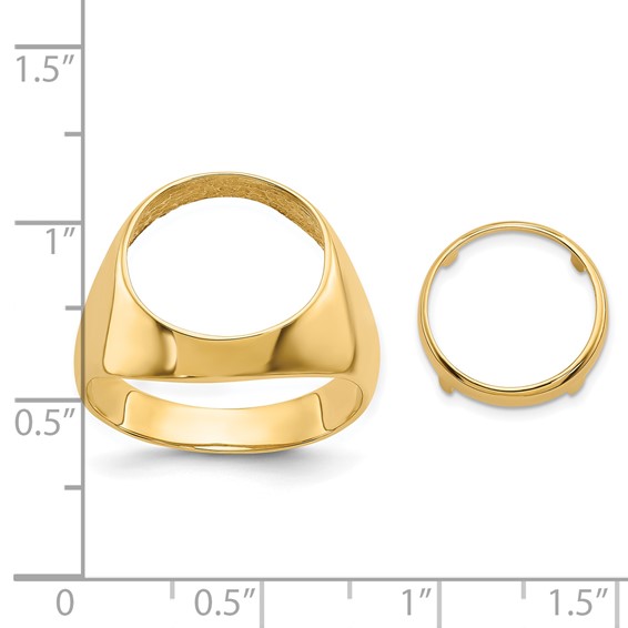 14ky Men's Polished Classic Open Back Coin Bezel Ring                 