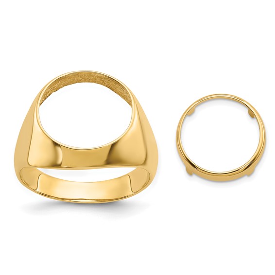 14ky Men's Polished Classic Open Back Coin Bezel Ring                 