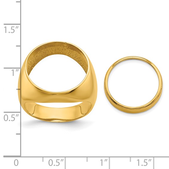 Wideband Distinguished Coin Jewelry 10k Men's Polished Classic Open Back 16.5mm Coin Bezel Ring