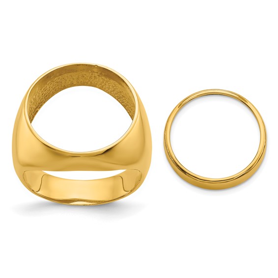 Wideband Distinguished Coin Jewelry 10k Men's Polished Classic Open Back 16.5mm Coin Bezel Ring