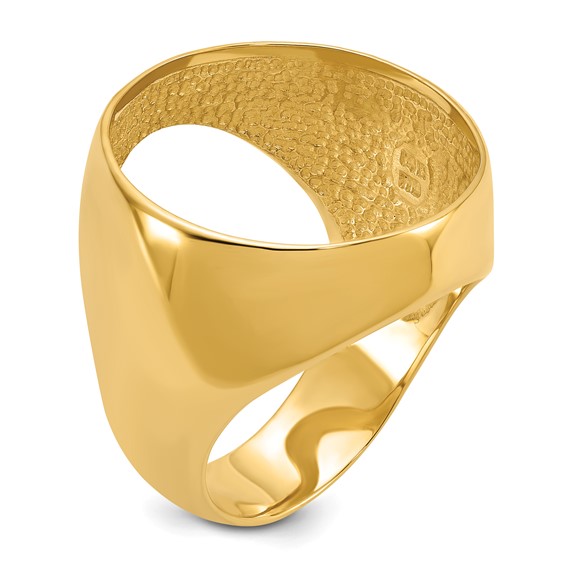 Wideband Distinguished Coin Jewelry 10k Men's Polished Classic Open Back 22.0mm Coin Bezel Ring