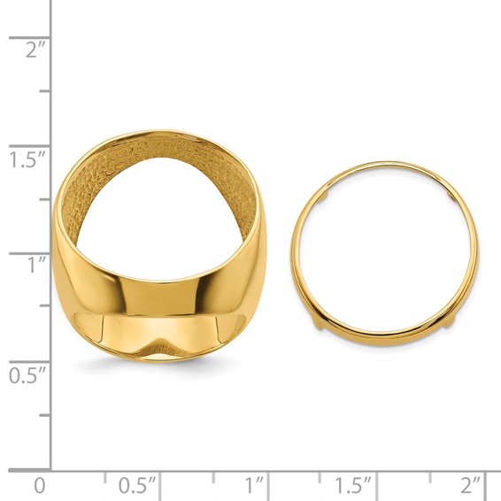 Wideband Distinguished Coin Jewelry 10k Men's Polished Classic Open Back 22.0mm Coin Bezel Ring