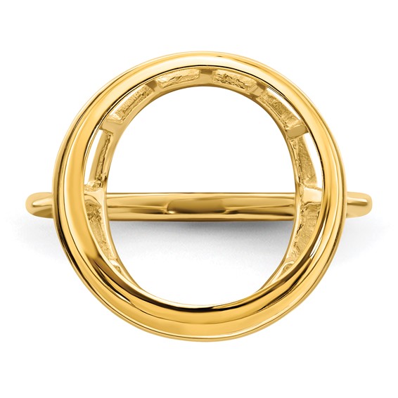 14ky Polished Ladies' Wire Spoke Prong Coin Bezel Ring                