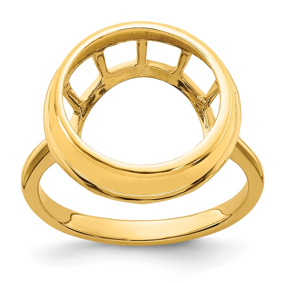 14ky Polished Ladies' Wire Spoke Prong Coin Bezel Ring                