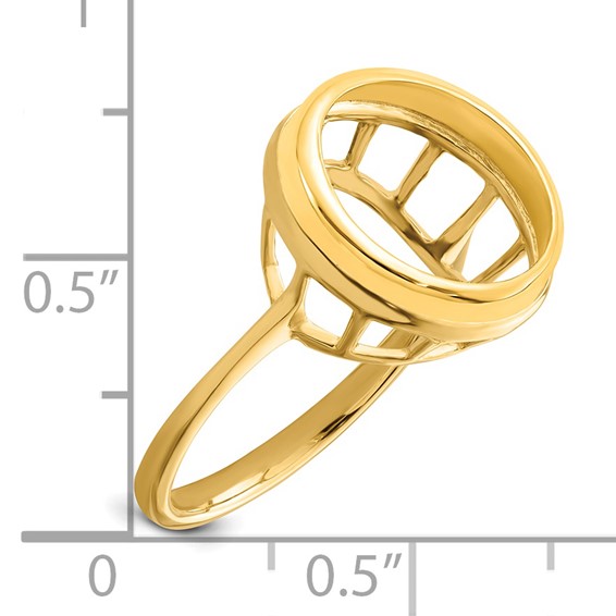 14ky Polished Ladies' Wire Spoke Prong Coin Bezel Ring                