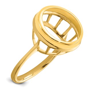 14ky Polished Ladies' Wire Spoke Prong Coin Bezel Ring                