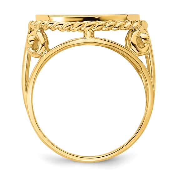 14ky Ladies' Twisted Wire Filigree Prong Coin Bezel Ring              