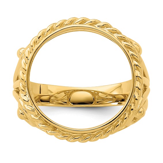 14ky Ladies' Twisted Wire Filigree Prong Coin Bezel Ring              