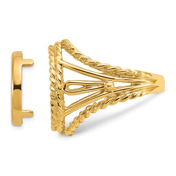 14ky Ladies' Double Twisted Wire Prong Coin Bezel Ring                