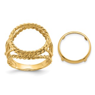 14ky Ladies' Double Twisted Wire Prong Coin Bezel Ring                
