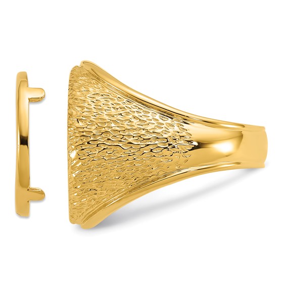 14ky Men's Textured Design Coin Bezel Ring                          