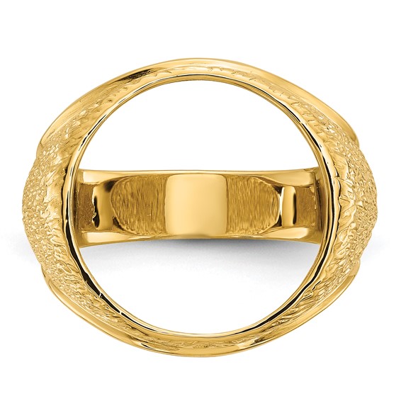 14ky Men's Textured Design Coin Bezel Ring                          