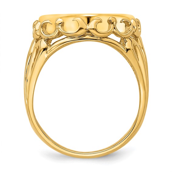 14ky Ladies' Wire Fancy Prong Coin Bezel Ring                         