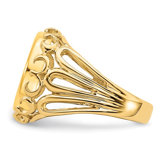 14ky Ladies' Wire Fancy Prong Coin Bezel Ring                         